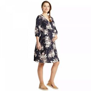 Isabel Maternity Navy Floral Dress NWT